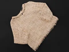 ZARA basic ザラ ベーシック ツイード フリンジ パールビーズ カットソー sizeL/ライトベージュ ◇■ レディース