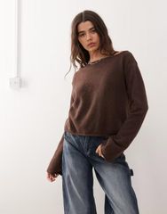 新品 BRILL 日本製リネンコットンリラックスプルオーバー ブラウン