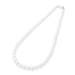 【新品】 [CRANES COLLECTION] パール ネックレス マグネット留め具 イヤリング ピアス セット 日本製 天然最高花珠貝パール 真珠 8mm珠 ホワイト グレー ケース付 書付 選べるカラー・6サイズ (ホワイト/ネックレス単品, 42c 1