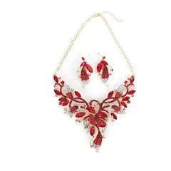 【新品】 [ＫＫ　Ｓｏｌｉｓ] [日本国内検品] ネックレス ピアス セット ディスクキャッチレディース国内検品 結婚式 パーティー 演奏会 発表会 舞台 ナイトフォーマル 大ぶり 豪華 高見えPhoenix Plume Collection（ルビーレッド 1