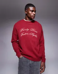 エイソス メンズ アウター ニット・セーター セーター ニット ASOS DESIGN oversized knit sweater with Frosty Pints Festive Nightsのサムネイル