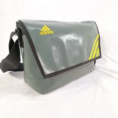 【良品/ベタつきなし】アディダス メッセンジャーバッグ カーキ×イエロー 3本ライン 希少 逸品 A4収納可 adidas