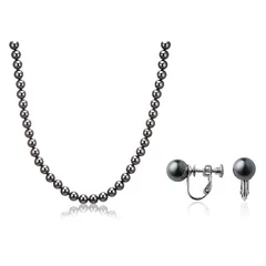 【新品】 aniva・organic(アニバ・オーガニック) [アニバオーガニック] [人工真珠の最高級品] [あこや・本真珠にも劣らない美しい輝き] パールネックレス 冠婚葬祭 日本製 天然貝核 クラスプ留め イヤリング セット 40cm 8mm珠 ブラ 0