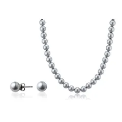 【新品】 aniva・organic(アニバ・オーガニック) [アニバオーガニック] [人工真珠の高級品] [あこや・本真珠にも劣らない美しい輝き] パールネックレス 冠婚葬祭 日本製 天然貝核 クラスプ留め ピアス [金属アレルギー対応] セット 7.5 0