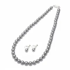【新品】 [CRANES COLLECTION] パール ネックレス マグネット留め具 イヤリング ピアス セット 日本製 天然最高花珠貝パール 真珠 8mm珠 ホワイト グレー ケース付 書付 選べるカラー・6サイズ (グレー/イヤリング(8mm珠) セ 1