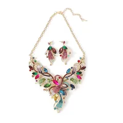 【新品】 [ＫＫ　Ｓｏｌｉｓ] ネックレス ピアス セット レディース 豪華 クリスタル 舞台 演奏会 結婚式 発表会 社交ダンス 衣装 大ぶり 日本国内検品 Phoenix Plume Collection（オーロラマルチカラーピアス 1