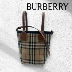 Burberry バーバリー ノバチェック ロンドン ミニ キャンバスxレザー 2WAY ハンドバッグ トートバッグ ブラウン ★美品★