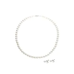 【新品】 [ゴールドジャパン] 大きいサイズ レディース アクセサリー ネックレス ピアス イヤリング セット パール 秋 46.0cmイヤリングセット ホワイト 1