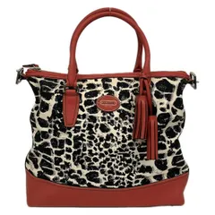 COACH(コーチ) ハンドバッグ レガシー オセロット プリント ローリー サッチェル 19988 アイボリー×黒×レッド 豹柄 レザー