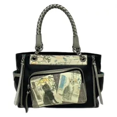 Manhattaner's(マンハッタナーズ) トートバッグ - 黒×ベージュ×マルチ ネコ レザー