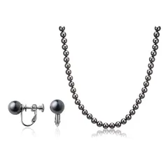 【新品】 aniva・organic(アニバ・オーガニック) [アニバオーガニック] [人工真珠の高級品] [あこや・本真珠にも劣らない美しい輝き] パールネックレス 冠婚葬祭 日本製 天然貝核 クラスプ留め イヤリング セット 7.5-7.8mm珠 ブラ 0