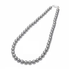 【新品】 [CRANES COLLECTION] パール ネックレス マグネット留め具 イヤリング ピアス セット 日本製 天然最高花珠貝パール 真珠 8mm珠 ホワイト グレー ケース付 書付 選べるカラー・6サイズ (グレー/ネックレス単品, 50cm