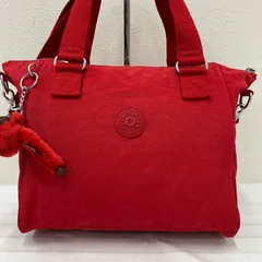 828　KIPLING　キプリング ハンドバッグ　ショルダーバッグ　２WAY　赤　レッド系　チャーム付き　モンキー　ゴリラ