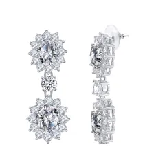 【新品】 LAVINA ダングルピアス ロイヤル レディース イヤリング クリアCZ (ホワイト＿スモール) 0