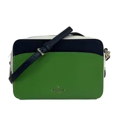 ケイトスペード ショルダーバッグ美品  ローリン カラーブロック カメラ バッグ WKRU7070 ライトグリーン×ネイビー×アイボリー レザー