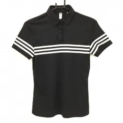 【超美品】アディダス 半袖ポロシャツ 黒×白 3ライン  レディース M ゴルフウェア adidas