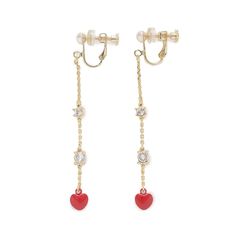ダイヤモンドカットスワロフスキー レッドゴールドピアス レディガガ 