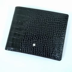 未使用級】モンブラン 長財布 黒 ラウンドジップ イタリア製 本革 シボ