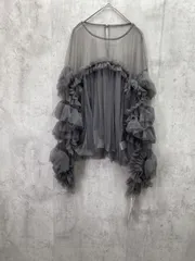 新品 ANDRESD アンドレスド デコラティブチュールトップス フリル ブラウス シャツ sizeF/チャコール ■◇◎レディース