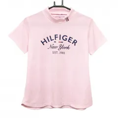 【超美品】トミーヒルフィガー 半袖ハイネックシャツ ピンク ビックロゴプリント レディース L ゴルフウェア Tommy Hilfiger Golf