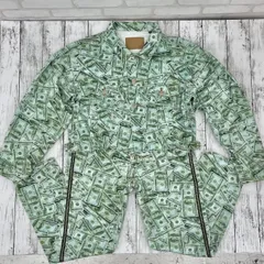 X-girl x YURINO エックスガール ドル札柄 デニム 上下セット ジャケット パンツ  (70-2026-0331-SW-001)