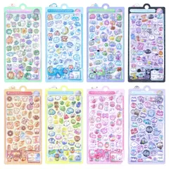 立体シール 8枚セット 3D立体ステッカー 立体感 かわいい 花 動物 ハート 果物 デコシール 詰め合わせ シールセット 手帳 ノート スマホ DIY 文房具用