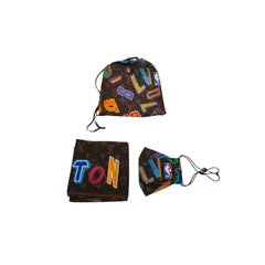 ルイ ヴィトン × NBA モノグラム レターズ マスク バンダナスカーフ 巾着 3点セット MP3031 ブラウン マルチカラー コットン シルク レディース LOUIS VUITTON【1-0217197】