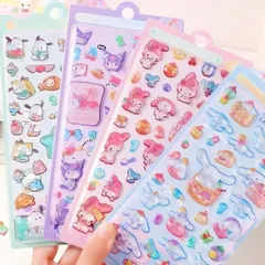 Honlackfu 3dシール 立体シール 4枚セット ぷくぷくぷっくり かわいい おしゃれ デコシール 女の子 クリスマス 誕生日 プレゼント 手芸用品 携帯電話飾り用手帳用 日記帳用 DIY用 貼り付け可能