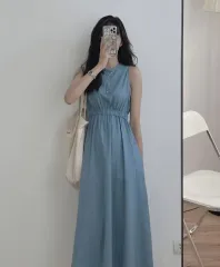 <ワンピース>ロング丈ワンピース/サマーワンピース/華奢フィット/デイリーウェア/新品