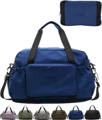 グリーンパキラ 旅行バッグ 大容量 キャリーオンバッグ ボストンバッグ 旅行バック 拡張 一泊二日 2泊3日 機内持ち込み 軽量 ナイロン 折りたたみ 入院バッグ 修学旅行 ジムバッグ メンズ ユニセックス (ネイビー,  標準)