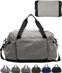 グリーンパキラ 旅行バッグ 大容量 キャリーオンバッグ ボストンバッグ 旅行バック 拡張 一泊二日 2泊3日 機内持ち込み 軽量 ナイロン 折りたたみ 入院バッグ 修学旅行 ジムバッグ メンズ ユニセックス (グレー,  標準)