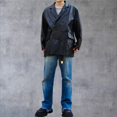 90s vintage oil Leather Peacoat Chester coat ヴィンテージ オイルレザージャケット レザーコート チェスターコート Pコート 革ジャン