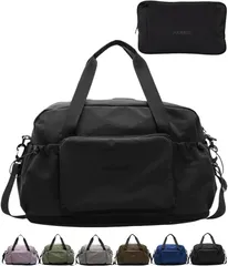 グリーンパキラ 旅行バッグ 大容量 キャリーオンバッグ ボストンバッグ 旅行バック 拡張 一泊二日 2泊3日 機内持ち込み 軽量 ナイロン 折りたたみ 入院バッグ 修学旅行 ジムバッグ メンズ ユニセックス (ブラック,  標準)