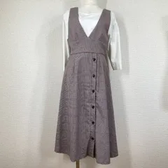 美品 ミッシュマッシュ ジャンパースカート M 紫 チェック レースアップ サイドボタン ジャンスカ ロング フレア バレエコア Y2K