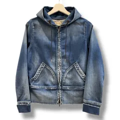 YANUK ヤヌーク ダメージ加工 デニムパーカー サイズS インディゴブルー 日本製 ダブルジップ レディース 春 ゴーゴー古着マルイ草加店3471