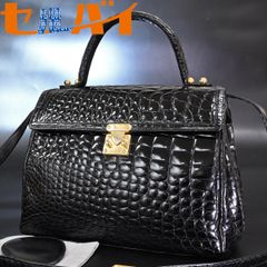 【美品】COMTESSE ポロサス 黒 クロコダイル ハンドバッグ定価150万程 未使用級】COMTESSE ポロサス クロコダイル ゴールド金具 ハンドバッグ