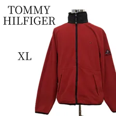 トミーヒルフィガー フリース ジャケット XL 赤 黒 切り替え 刺?ロゴ フルジップ アウター メンズ 90s 古着 ビッグシルエット オーバーサイズ ストリート カジュアル ブルゾン 希少 ブランド TOMMY HILFIGER