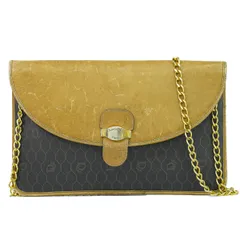 本物 クリスチャン ディオール Christian Dior ハニカム柄 チェーン ショルダーバッグ ポシェット PVC レザー ブラック ブラウン バッグ 中古・