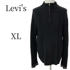 リーバイス Levi's ハーフジップ ニット セーター XL 黒 ブラック 00s ビンテージ ヴィンテージ リブ編み コットン100% 厚手 オーバーサイズ ゆるだぼ 太アーム カジュアル ストリート メンズ 大きいサイズ 秋服 冬服のサムネイル