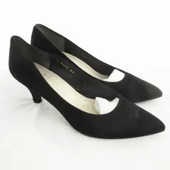 リズラフィーネ Riz raffinee 24EE パンプス ヒール ポインテッドトゥ 黒 ブラック 靴 スウェード レザー