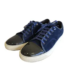 LANVIN ランバン DBB1 スエード×パテント ローカットスニーカー スニーカー メンズ パテントレザー レザー ネイビー ブラック 中古のサムネイル