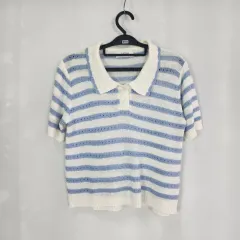 0101 フランネル ストライプ 半袖 ニット Kara フリーサイズ