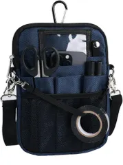 CARRY ALL BEFORE ONE 多機能 ウエストポーチ ナースポーチ ウエストバッグ 仕事用 12ポケット 3way マチ付き 文具 工具 小物入れ 作業用 看護 介護 保育 腰袋 ベルト付き (ネイビー(胸ポケットペンケースなし))