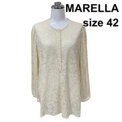 ◇ マレーラ MARELLA ブラウス ヘンリーネック ハーフボタン 総レース プルオーバー シャツ トップス 白系 42 XL 13号 レディース Z6B905のサムネイル