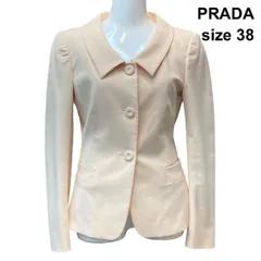◇ プラダ PRADA ショートジャケット 長袖 ストレッチ ウエストシェイプ ピンク コットン混 38 M 9号 レディース Z6B658のサムネイル