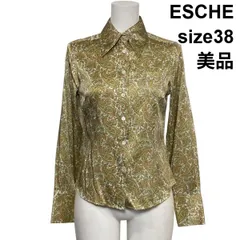 ◇ 美品 エッシュ ESCHE 長袖シャツ ブラウス ペイズリー柄 総柄 スリムフィット マルチカラー 絹混 38 M 9号 レディース S6C697のサムネイル