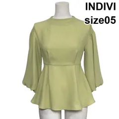 ◇ インディヴィ INDIVI バルーンスリーブブラウス シャツ 七分袖 ペプラムデザイン ライトグリーン 05 XS～S 5～7号 レディース S6C719