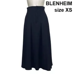 ◇ ブレンヘイム BLENHEIM ロングスカート フレアスカート タック フロントジップ Aライン ネイビー 紺 毛混 XS 5号 レディース S6C708のサムネイル
