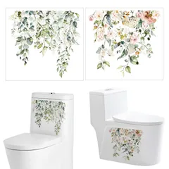 【特価商品】PVC素材 はがせる おしゃれ ステッカー 花 浴室 植物 北欧 藤 かわいい シール 洗面所 観葉植物 トイレ 2枚セット 壁に適用 便器ウォールシール