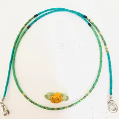 ターコイズグリーンオシャレネックレス☆（パワーストーン練り込み式）